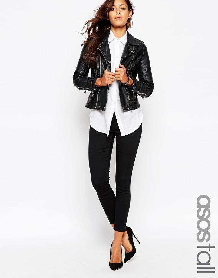 Asos Tall Ankle Length Stretch Skinny Pants - Black