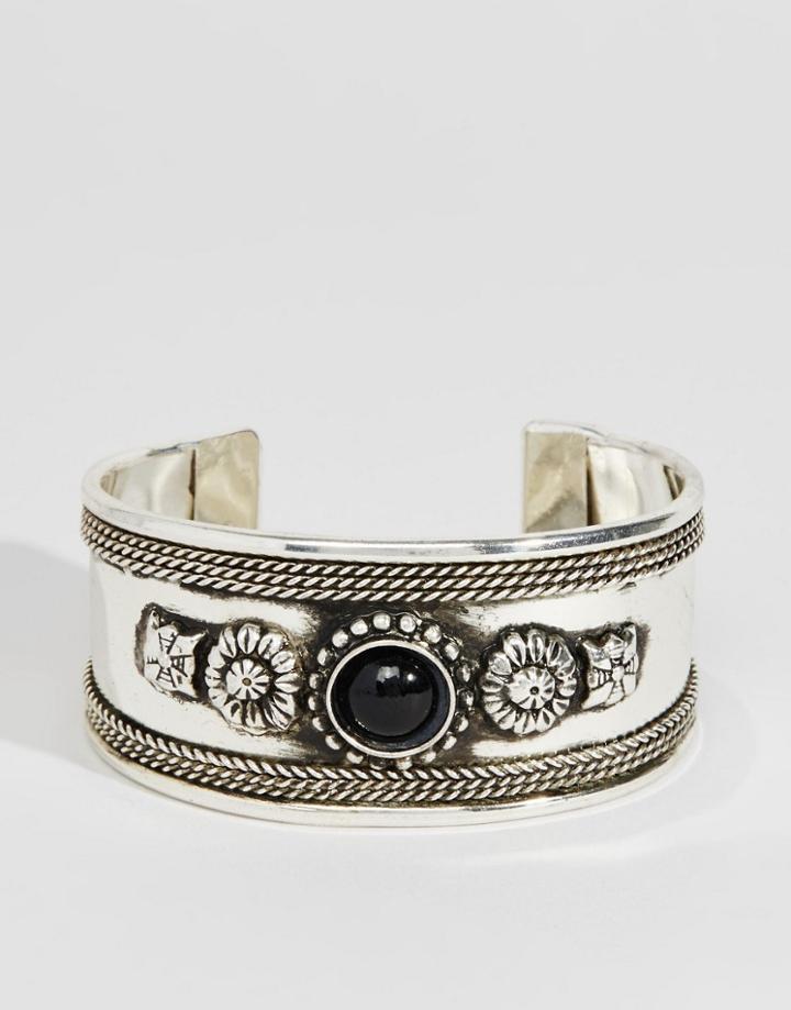 Asos Festival Flower Cuff Bracelet - Black