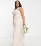 Little Mistress Plus Bridesmaid Chiffon Maxi Dress In Blush-pink