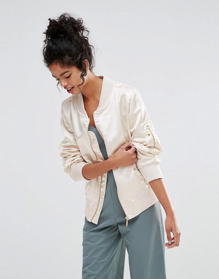 Liquor And Poker Satin Bomber - Nude