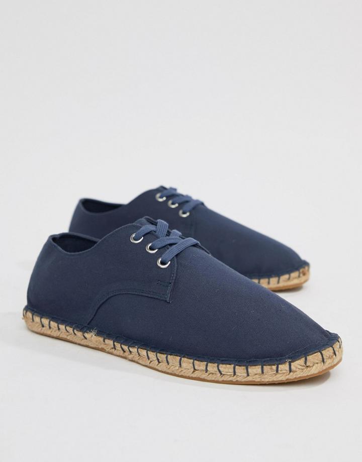 Asos Design Derby Espadrilles In Navy Canvas