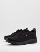 Tommy Hilfiger Knit Runner Sneakers With Small Flag Logo In Black