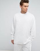 Asos Oversized Quilted Slub Sweatshirt - White
