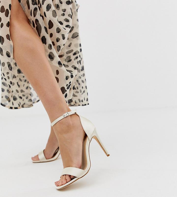 Truffle Collection Wide Fit Bridal Stiletto Barely There Square Toe Heeled Sandals - Copper