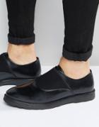 Asos Shoes In Black Leather With Elastic Strap - Black