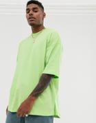 Asos Design Oversized T-shirt With Side Split In Green