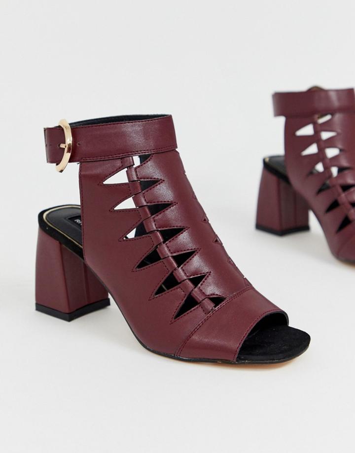 River Island Shoe Boots With Cut Out In Burgundy-red