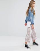 Pull & Bear Velvet Culottes With Metallic Stripe In Nude - Pink