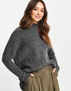 Selected Enica High Neck Oversized Sweater In Gray