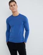 J.lindeberg Round Neck Merino Knitted Sweater In Blue - Blue
