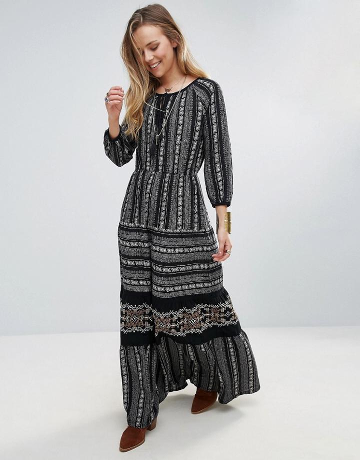 Lunik Printed Maxi Dress - Black