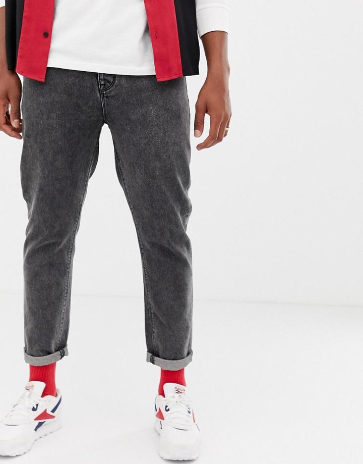 Collusion Tapered Jean In Washed Black - Black