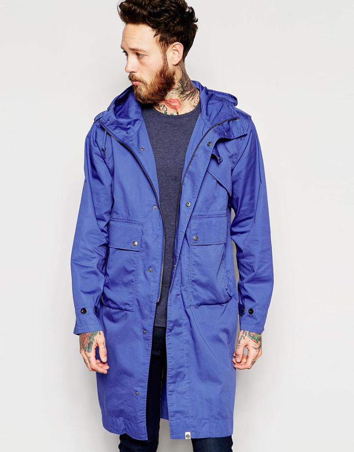 Pretty Green Longline Hooded Jacket - Navy