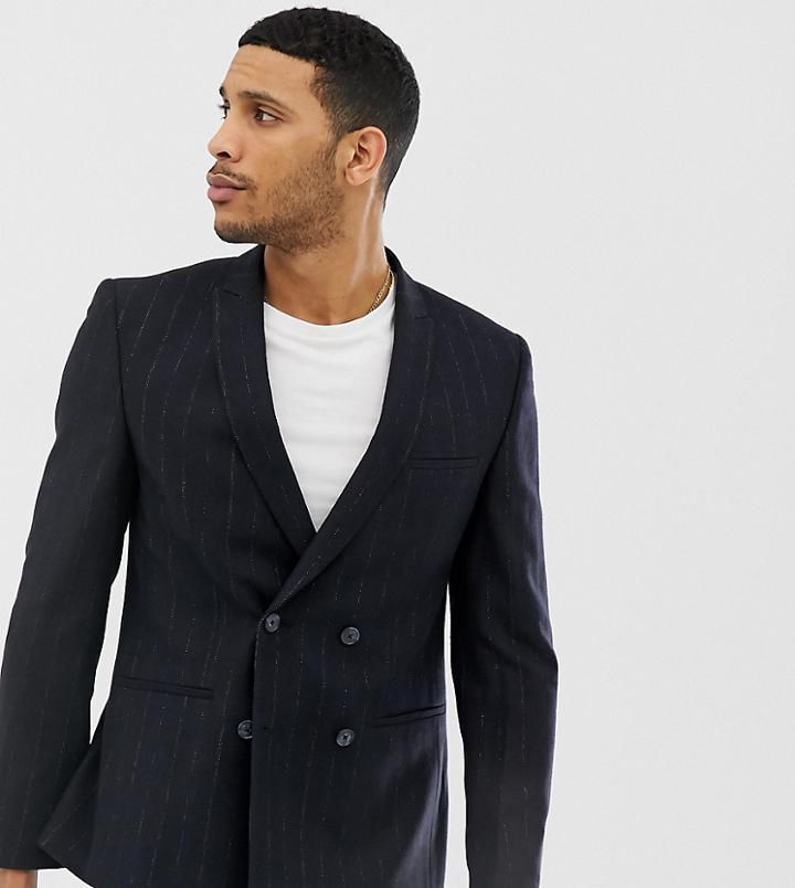 Noak Double Breasted Blazer In Navy