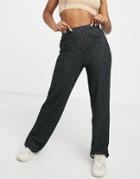 Pieces Matilde Highwaisted Wide Leg Knitted Pant In Black - Part Of A Set