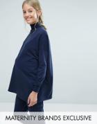 Bluebelle Maternity Easy Funnel Neck Sweat Top - Blue