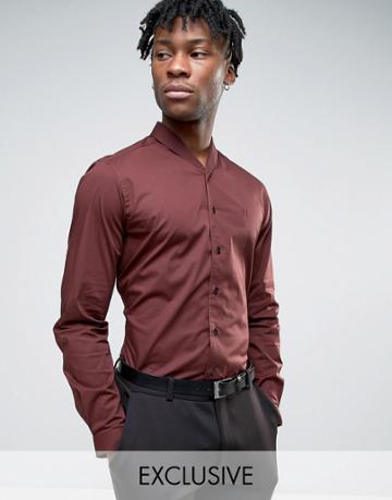 Hart Hollywood Slim Shawl Collar Shirt - Red