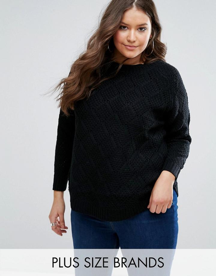 Koko Plus Diamond Knit Sweater - Black