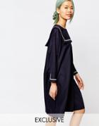 Zacro Dress With Sailor Girl Collar - Navy