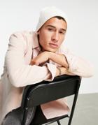 Asos Design Beanie In Off White And Pink Twist-neutral