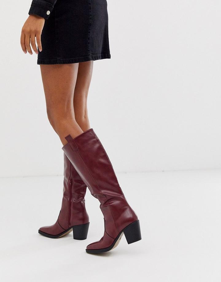 Truffle Collection Knee High Western Boot In Burgundy
