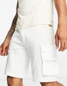 Calvin Klein Jeans Blocking Capsule Cotton Monogram Shorts In White Exclusive To Asos