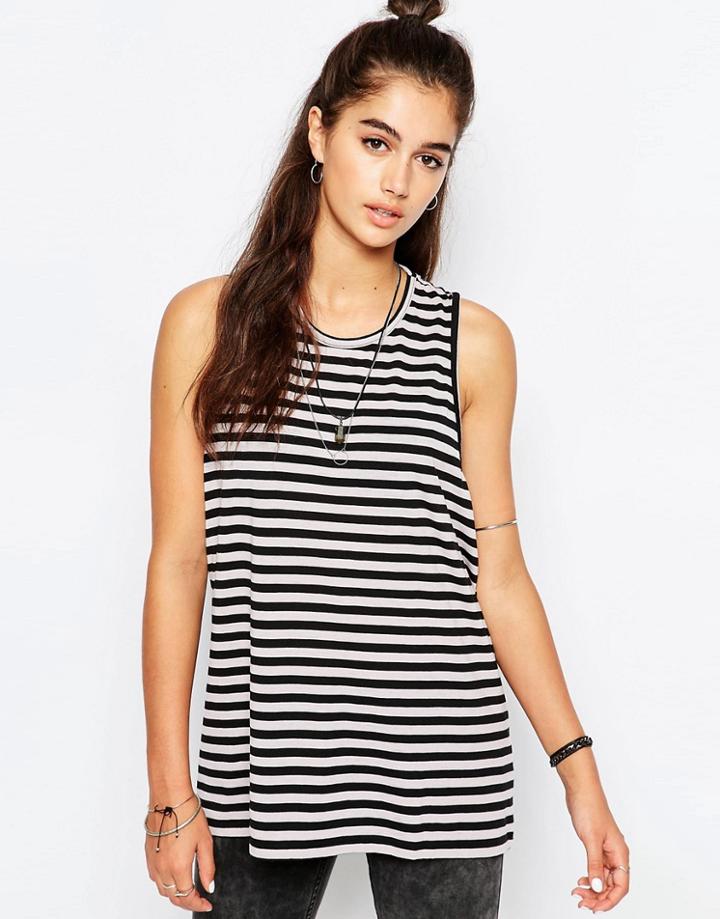 Cheap Monday Flow Stripe Knit Tank Top - Pink