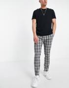Topman Smart Sweatpants In Gray & Navy Check