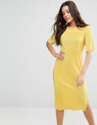 Asos Pliss T-shirt Dress - Yellow
