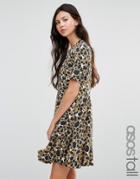 Asos Tall Drop Waist Dress In Animal Print - Multi