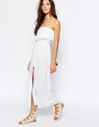 Akasa Crochet Beach Maxi Split Dress - White