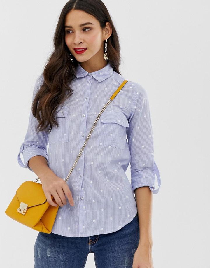 Oasis Shirt Spot Embroidery In Blue - Multi
