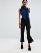 Aq/aq Cropped Flared Tailored Pants With Front Split - Black