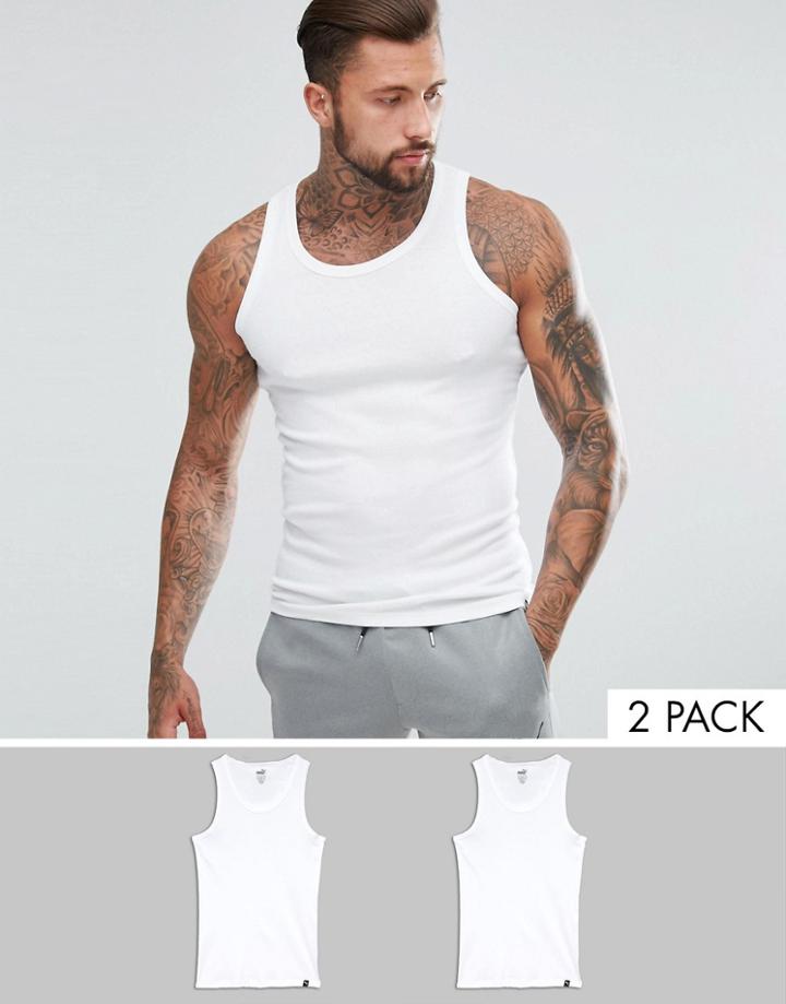 Puma 2 Pack Tank In Regular Fit In White 57201001300 - White