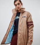 Ellesse Jacket With Chest Logo And World Map Lining - Brown