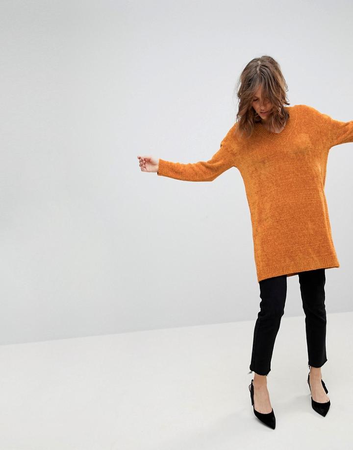 Asos Sweater Dress In Chenille-brown