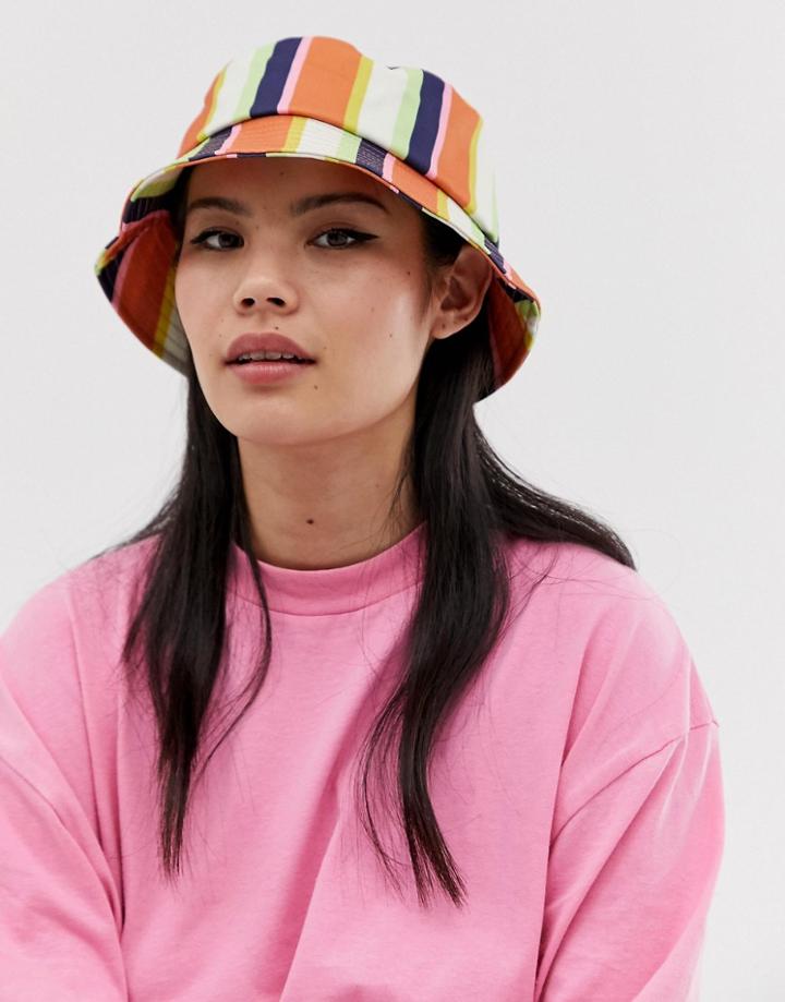 Asos Design Stripe Bucket Hat - Multi
