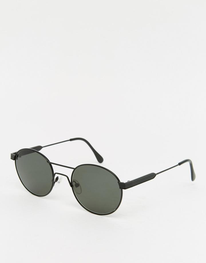 Han Kjobenhavn Green Metal Round Sunglasses In Black - Black