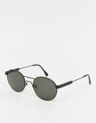 Han Kjobenhavn Green Metal Round Sunglasses In Black - Black