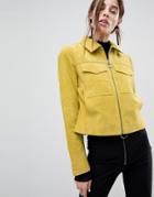 Asos Pocket Suede Jacket - Yellow