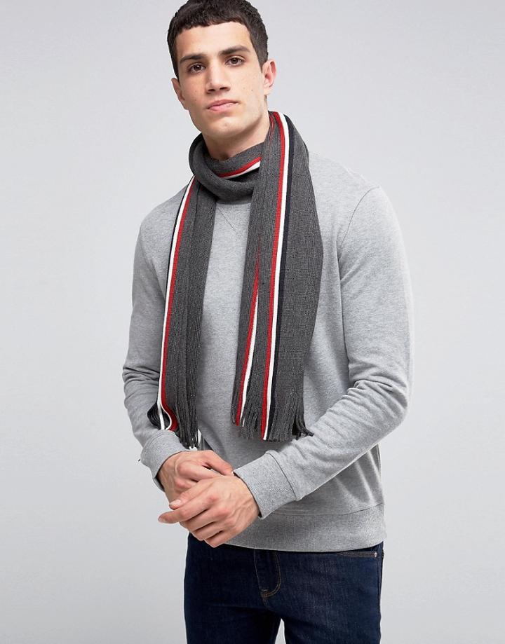 Tommy Hilfiger Stripe Wool Scarf - Gray