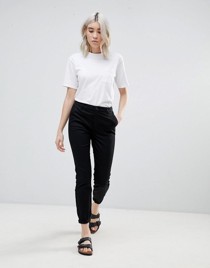 Asos Design Skinny Chino Pants With Roll Up-black