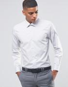 Number Eight Savile Row Skinny Smart Shirt With Point Collar - Beige