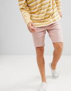 Bershka Slim Fit Denim Shorts In Pink - Pink