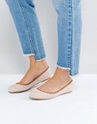 London Rebel Contrast Trim Soft Ballerina - Beige