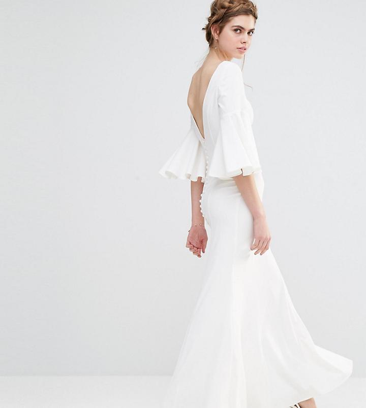 Jarlo Bridal Fluted Sleeve Maxi Dress - White