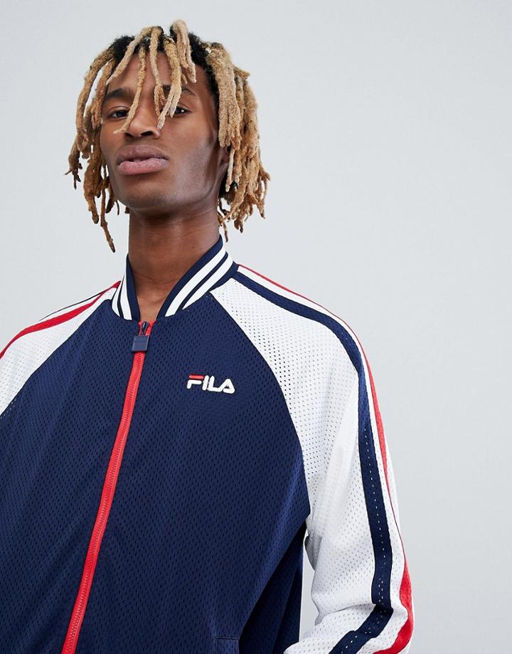Fila Black Line Mesh Track Jacket In Navy - Navy