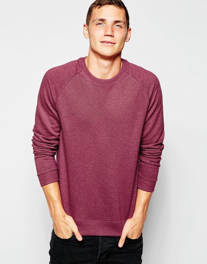 Asos Sweatshirt With Raglan Sleeves In Red - Red Marl