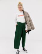 Asos Design Balloon Leg Pants With Lace Up Back In Green