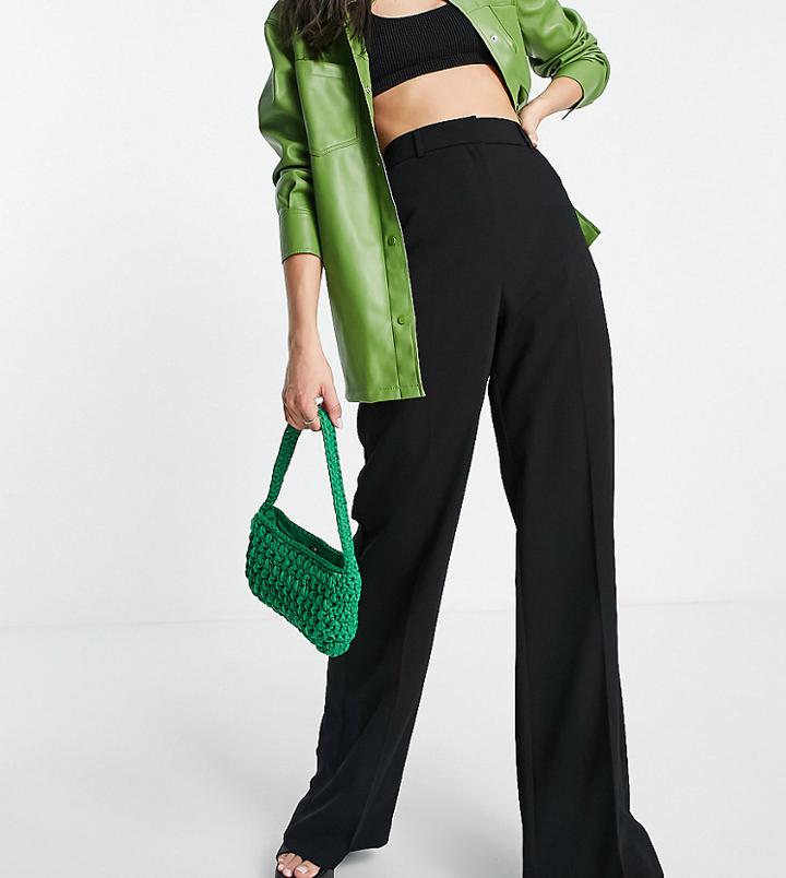 Asos Design Tall Relaxed Wide Leg Flare Pants In Black